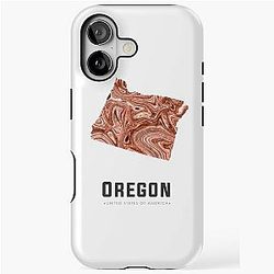 Oregon Map Art in Brown iPhone Case