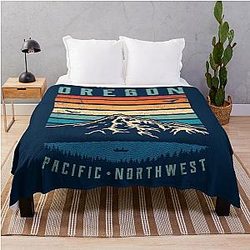 Oregon Retro Mountain Throw Blanket