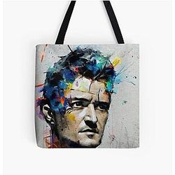 Modern Art Orlando Bloom Face All Over Print Tote Bag