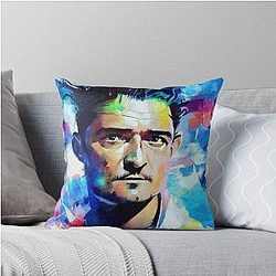 Dynamic Portrait Throw Pillow Featuring Orlando Bloom