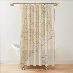Vintage Outer Banks NC Map 1897 North Carolina Coast Atlas Shower Curtain