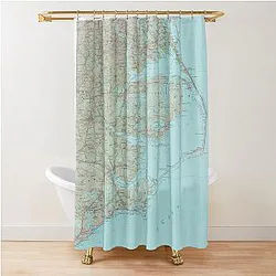 Outer Banks NC Map North Carolina Coast Atlas Shower Curtain