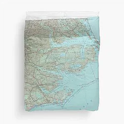 Outer Banks NC Map North Carolina Coast Atlas Duvet Cover