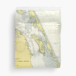 Vintage Map of the Outer Banks Duvet Cover 1942