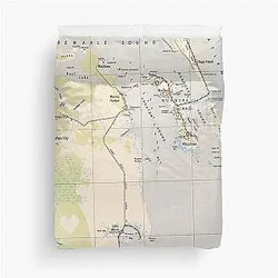 Vintage Map of Roanoke Island and Outer Banks NC Duvet Cover