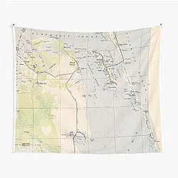 Vintage Map of Roanoke Island & Outer Banks NC Wall Tapestry