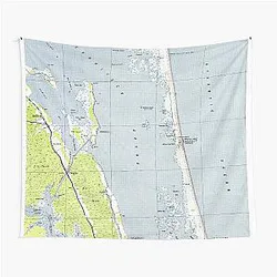 Vintage Northern Outer Banks Map Tapestry1940