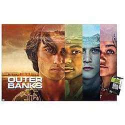 Trends International Netflix Outer Banks Faces Wall Poster, 22.37" x 34", Poster and Push Pin Bundle