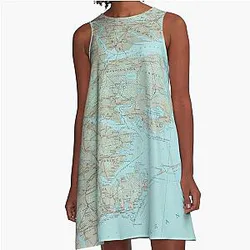 Outer Banks NC Map North Carolina Coast Atlas A-Line Dress