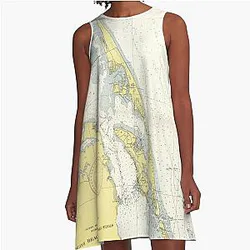 Vintage Map of the Outer Banks 1942 A-Line Dress