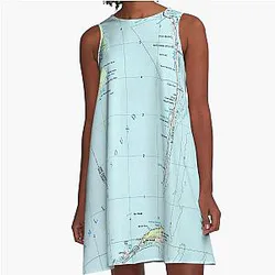 Vintage Southern Outer Banks Map 1957 A Line Dress