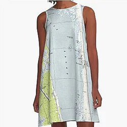 Vintage Northern Outer Banks Map 1940 A-Line Dress