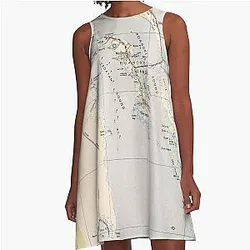 Vintage Map of Roanoke Island Outer Banks NC A-Line Dress