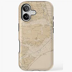 Vintage Outer Banks North Carolina Map 1897 Old North Carolina Coast Atlas iPhone Case