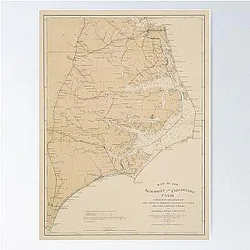 Vintage Outer Banks NC Map 1897 Old North Carolina Coast Atlas Poster