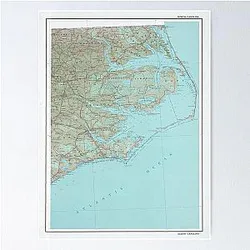 Outer Banks NC Map North Carolina Coast Atlas Poster 1993