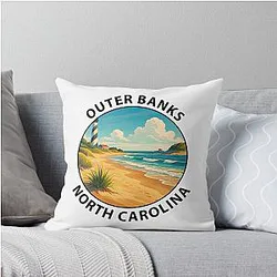 Outer Banks North Carolina Beach Sunrise Coastal Wall Art & Travel Poster USA Throw Pillow