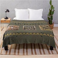 Outlander Sassenach Leather and Metal Accents Throw Blanket