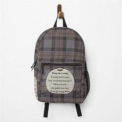 Outlander Fraser Tartan Kilt Dark Sassenach Dragonfly Flowers Backpack