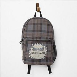 Outlander Fraser Tartan Kilt Dark Sassenach Dragonfly and Thistle Backpack