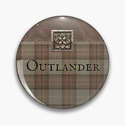 Outlander Leather and Tartan Metal Flower Accent Pin