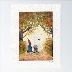 Through the Woods - Original Watercolor Painting, Fall Forest Art, Wall Inspired, Wirt and Greg Art Poster