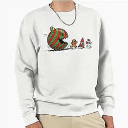 Christmas PacMan Retro Holiday Ornament Pullover Sweatshirt
