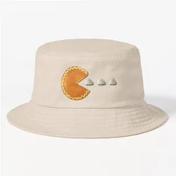 Retro 80s Pac-Man Arcade Game Inspired Pumpkin Pie Eating Whipped Cream Ghosts Bucket Hat.