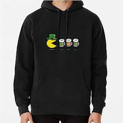 Pac-Man St Patrick's Day Beer Style Pullover Hoodie
