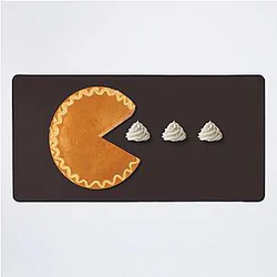 Retro 80's Pac-Man Arcade Game Inspired Pumpkin Pie Eating Whipped Cream Ghosts Desk Mat
