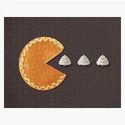 Retro 80s Pac-Man Arcade Game Inspired Pumpkin Pie with Whipped Cream Ghosts Jigsaw Puzzle