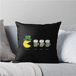 Pac-Man St. Patrick's Day Beer Throw Pillow