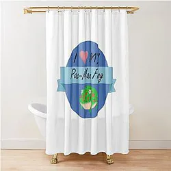 I Love My Pac Man Frog Shower Curtain