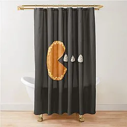 Retro 80s Pac-Man Arcade Game Inspired Pumpkin Pie Eating Ghosts Shower Curtain