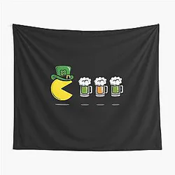Pac Man St Patrick's Day Beer Style Tapestry