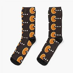 Retro 80s Pac-Man Arcade Game Inspired Pumpkin Pie Whipped Cream Ghosts Socks