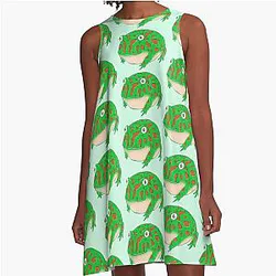 Pac Man Frog A-Line Dress