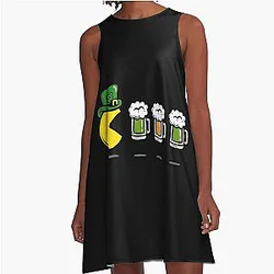 Pac-Man St. Patrick's Day A-Line Dress