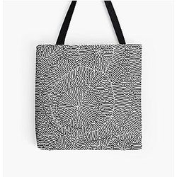 Black and White Maze Labyrinth All Over Print Tote Bag