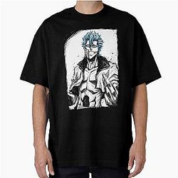 Grimmjow Pantera Style Arrancar Inspired Blue Hair Battle Pose Art Oversized T-Shirt