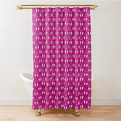 Pink geometric cats shower curtain