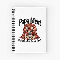 Papa Meat Nightmare Creepcast Faux Embroidery Tee Meat Canyon Fan Gift Spiral Notebook