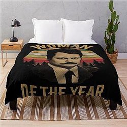 Woman of the Year Ron Swanson Parks and Recreation Throw Blanket