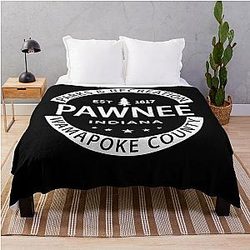 Retro Pawnee Parks and Recreation Wamapoke County for Movie Fan Throw Blanket