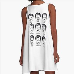 Ron Swanson Emotions Parks Recreation Angry Excited Eager Confused Hysterical A-Line Dress