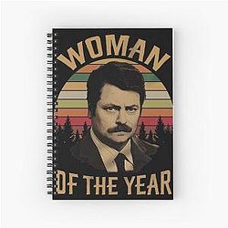 Woman of the Year Vintage Ron Swanson Parks and Recreation Spiral Notebook