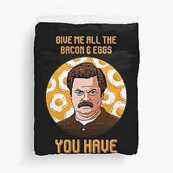 Parks and Recreation Sitcom Give Me All The Bacon You Have Duvet Cover