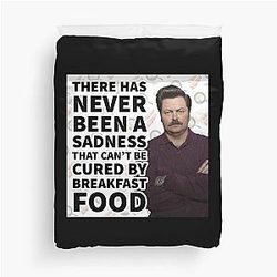 Ron Swanson Parks Recreation Breakfast Duvet Cover