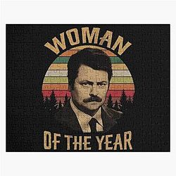 Woman of the Year Vintage Ron Swanson Parks and Recreation Jigsaw Puzzle