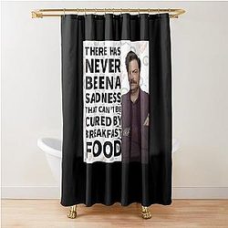 Ron Swanson Parks Recreation Breakfast Quote Shower Curtain